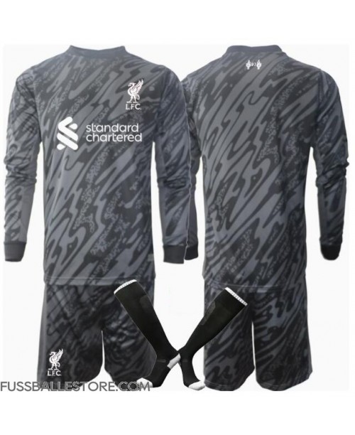 Günstige Liverpool Torwart Heimtrikotsatz Kinder 2024-25 Langarm (+ Kurze Hosen)